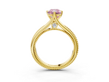Yellow gold Fancy Pink Radiant  Solitaire Beaded Band Six-Prong Setting_3