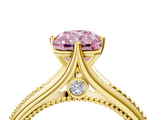Yellow gold Fancy Pink Radiant  Solitaire Beaded Band Six-Prong Setting_4