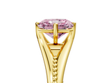 Yellow gold Fancy Pink Radiant  Solitaire Beaded Band Six-Prong Setting_5