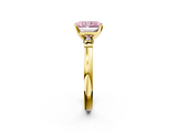 Yellow gold Fancy Pink Radiant  Solitaire Beaded Band with Four-Prong Setting_32