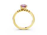 Yellow gold Fancy Pink Radiant  Solitaire Beaded Band with Four-Prong Setting_33