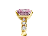 Yellow gold Fancy Pink Radiant  Solitaire Bezel Accent Diamond Engagement Ring with Beaded Band and Four-Prong Setting_47