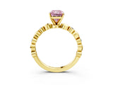 Yellow gold Fancy Pink Radiant  Solitaire Bezel-Set Diamond Ring with Beaded Band and Four-Prong Setting_35