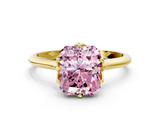 Yellow gold Fancy Pink Radiant  Solitaire Cathedral Diamond Ring with Six-Prong Setting_17
