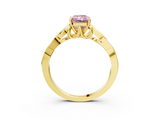 Yellow gold Fancy Pink Radiant  Solitaire Celtic Knot Engagement Ring with Four-Prong Setting_45