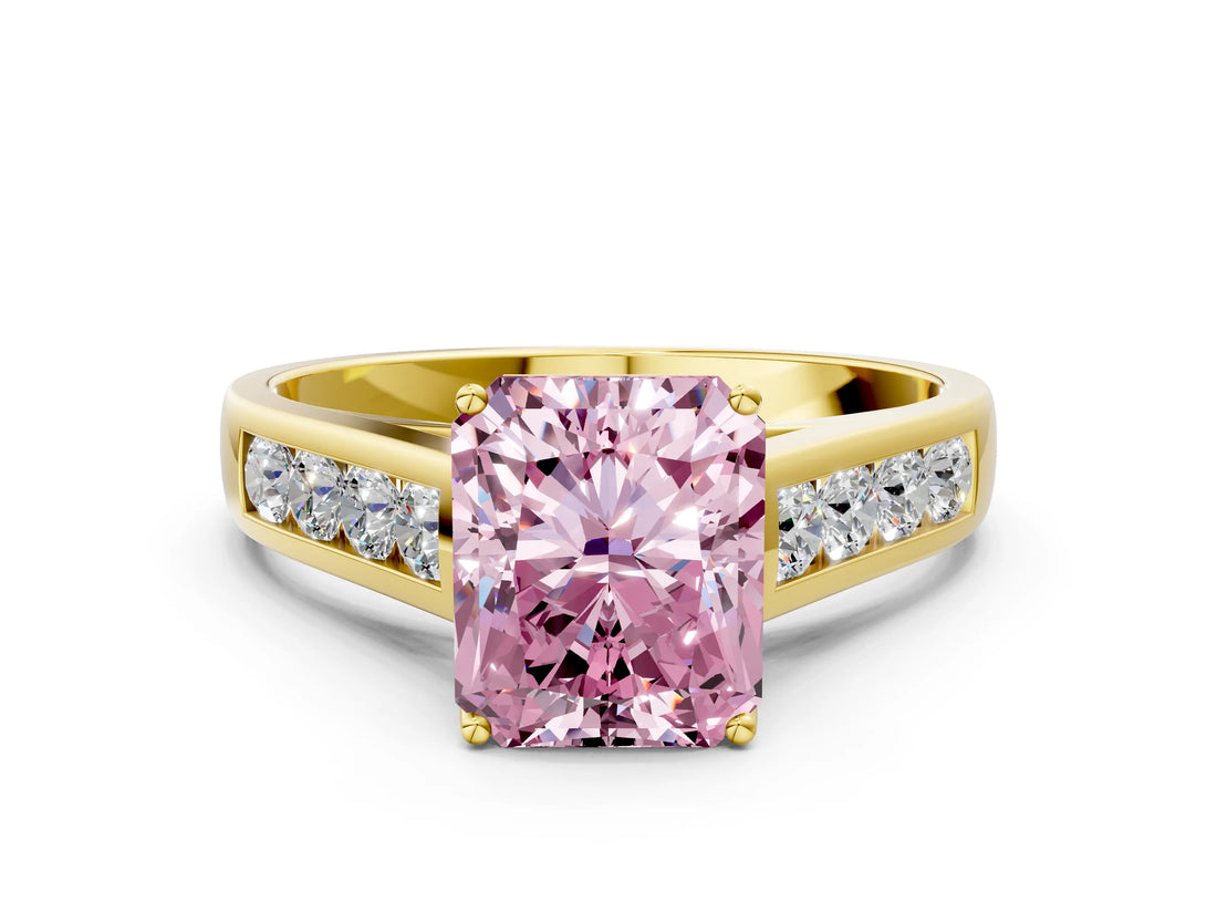 Yellow gold Fancy Pink Radiant  Solitaire Channel-Set Diamond Engagement Ring with Four-Prong Setting_32