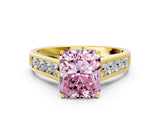 Yellow gold Fancy Pink Radiant  Solitaire Channel-Set Diamond Engagement Ring with Four-Prong Setting_32