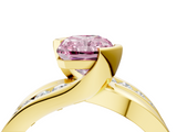 Yellow gold Fancy Pink Radiant  Solitaire Channel-Set Split Shank Ring with Tension Prong Setting_7