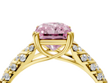 Yellow gold Fancy Pink Radiant  Solitaire Chevron Pave Diamond Engagement Ring with Six-Prong Setting_7