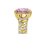 Yellow gold Fancy Pink Radiant  Solitaire Chevron Pave Diamond Engagement Ring with Six-Prong Setting_8