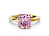 Yellow gold Fancy Pink Radiant  Solitaire Diamond Engagement Ring with Four-Prong Setting on a Classic Band_4
