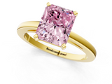 Yellow gold Fancy Pink Radiant  Solitaire Diamond Engagement Ring with Four-Prong Setting on a Classic Band_5