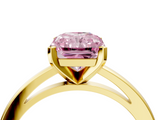Yellow gold Fancy Pink Radiant  Solitaire Diamond Engagement Ring with Four-Prong Setting on a Classic Band_8