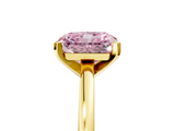 Yellow gold Fancy Pink Radiant  Solitaire Diamond Engagement Ring with Four-Prong Setting on a Classic Band_9