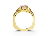 Yellow gold Fancy Pink Radiant  Solitaire Diamond Engagement Ring with Pave Band and Four-Prong Setting 3