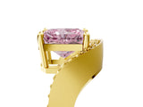 Yellow gold Fancy Pink Radiant  Solitaire Diamond Engagement Ring with Pave Band and Four-Prong Setting 5