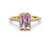 Yellow gold Fancy Pink Radiant  Solitaire Diamond Engagement Ring with Pave Band and Six-Prong Setting_20
