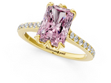 Yellow gold Fancy Pink Radiant  Solitaire Diamond Engagement Ring with Pave Band and Six-Prong Setting_21