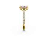Yellow gold Fancy Pink Radiant  Solitaire Diamond Engagement Ring with Pave Band and Six-Prong Setting_22