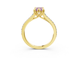 Yellow gold Fancy Pink Radiant  Solitaire Diamond Engagement Ring with Pave Band and Six-Prong Setting_23