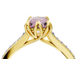 Yellow gold Fancy Pink Radiant  Solitaire Diamond Engagement Ring with Pave Band and Six-Prong Setting_24