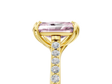 Yellow gold Fancy Pink Radiant  Solitaire Diamond Engagement Ring with Pave Band and Six-Prong Setting_25