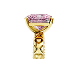 Yellow gold Fancy Pink Radiant  Solitaire Diamond Engagement Ring with XO Engraved Band and Four-Prong Setting 5
