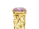 Yellow gold Fancy Pink Radiant  Solitaire Diamond Leaf Vine Band with Prong Setting_35