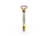 Yellow gold Fancy Pink Radiant  Solitaire Diamond Pavé Band with Four-Prong Setting_47