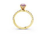 Yellow gold Fancy Pink Radiant  Solitaire Diamond Pavé Band with Four-Prong Setting_48