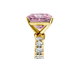 Yellow gold Fancy Pink Radiant  Solitaire Diamond Pavé Band with Four-Prong Setting_50