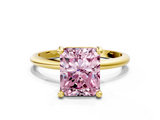 Yellow gold Fancy Pink Radiant  Solitaire Diamond Ring with 4-Prong Setting on a Classic Band_3