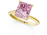 Yellow gold Fancy Pink Radiant  Solitaire Diamond Ring with 4-Prong Setting on a Classic Band_4