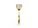 Yellow gold Fancy Pink Radiant  Solitaire Diamond Ring with 4-Prong Setting on a Classic Band_5