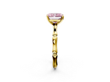 Yellow gold Fancy Pink Radiant  Solitaire Diamond Ring with Bamboo Band and Four-Prong Setting_25