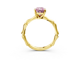 Yellow gold Fancy Pink Radiant  Solitaire Diamond Ring with Bamboo Band and Four-Prong Setting_26
