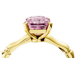 Yellow gold Fancy Pink Radiant  Solitaire Diamond Ring with Bamboo Band and Four-Prong Setting_27