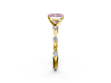 Yellow gold Fancy Pink Radiant  Solitaire Diamond Ring with Bezel Set Side Stones and Prong Setting_5