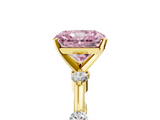 Yellow gold Fancy Pink Radiant  Solitaire Diamond Ring with Bezel Set Side Stones and Prong Setting_8