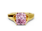 Yellow gold Fancy Pink Radiant  Solitaire Diamond Ring with Cathedral Band and Four-Prong Setting_66