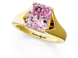 Yellow gold Fancy Pink Radiant  Solitaire Diamond Ring with Cathedral Band and Four-Prong Setting_67