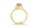Yellow gold Fancy Pink Radiant  Solitaire Diamond Ring with Cathedral Band and Four-Prong Setting_69