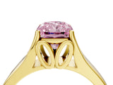 Yellow gold Fancy Pink Radiant  Solitaire Diamond Ring with Cathedral Band and Four-Prong Setting_70