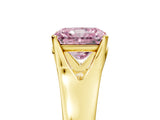 Yellow gold Fancy Pink Radiant  Solitaire Diamond Ring with Cathedral Band and Four-Prong Setting_71