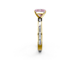 Yellow gold Fancy Pink Radiant  Solitaire Diamond Ring with Channel-Set Baguette Band and Four-Prong Setting_82
