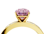 Yellow gold Fancy Pink Radiant  Solitaire Diamond Ring with Channel-Set Baguette Band and Four-Prong Setting_84