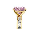 Yellow gold Fancy Pink Radiant  Solitaire Diamond Ring with Channel-Set Baguette Band and Four-Prong Setting_85