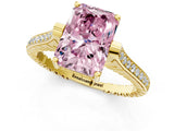Yellow gold Fancy Pink Radiant  Solitaire Diamond Ring with Channel Set Band and Bezel Prong Setting_57
