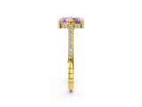 Yellow gold Fancy Pink Radiant  Solitaire Diamond Ring with Channel Set Band and Bezel Prong Setting_58