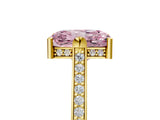Yellow gold Fancy Pink Radiant  Solitaire Diamond Ring with Channel Set Band and Bezel Prong Setting_61